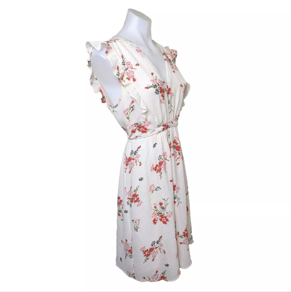 Rebecca Taylor Dress Silk Floral Ruffle Sleeve Summer Wedding Dress